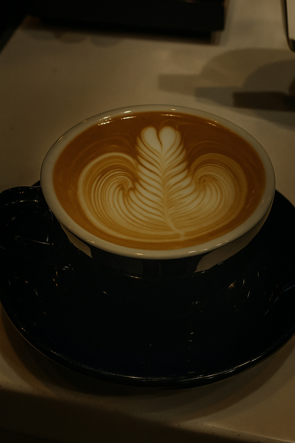 Beautiful latte art with intricate design