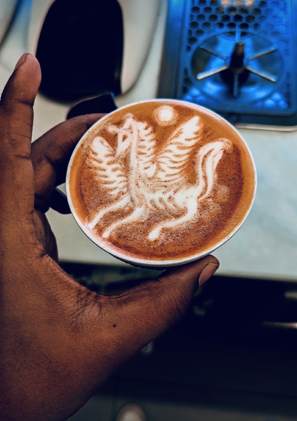 Pegasus design in latte art