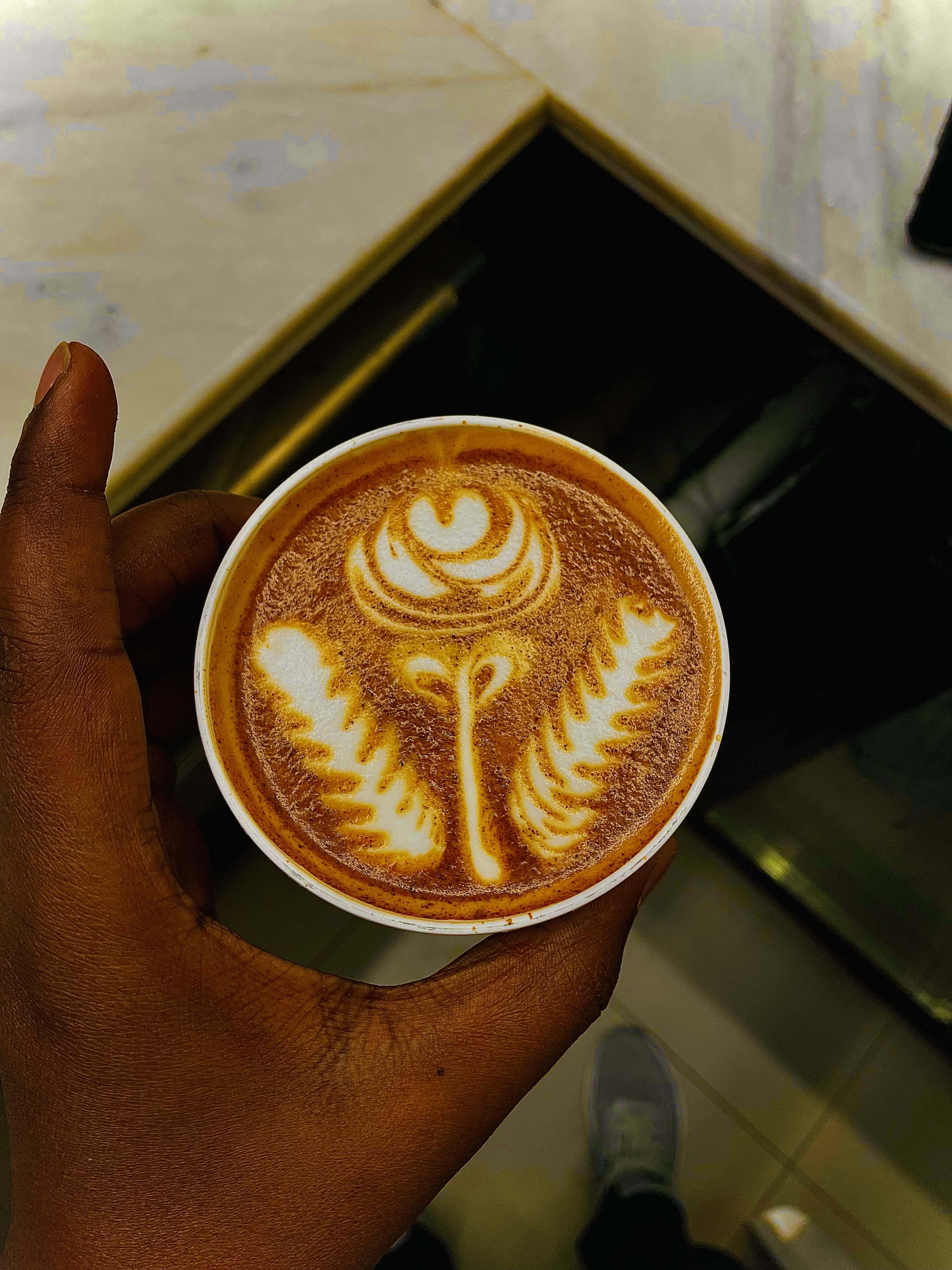 Rose design in latte art